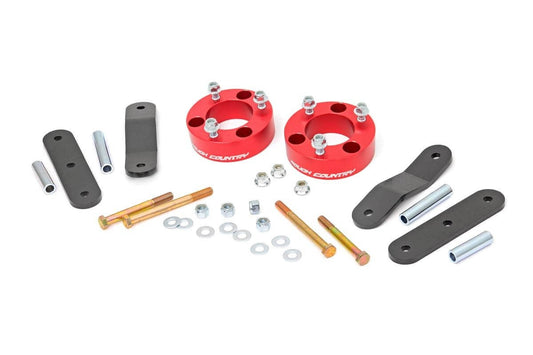Rough Country 2.5 Inch Leveling Kit | Red Spacers | Nissan Frontier (05-26)/Xterra (05-15)