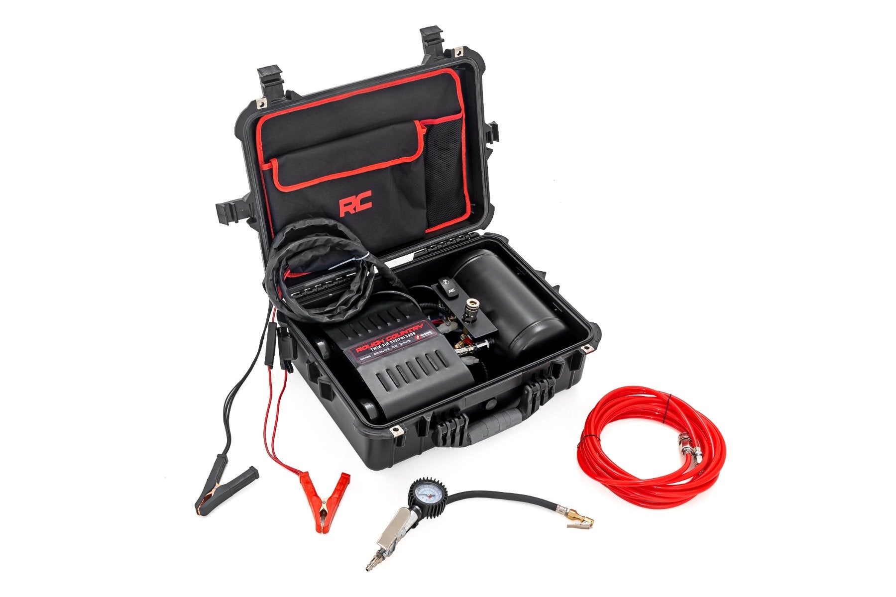 Rough Country Portable Twin Motor Air Compressor w/Carry Case | 12 Volt | 150PSI | 6.16 CFM