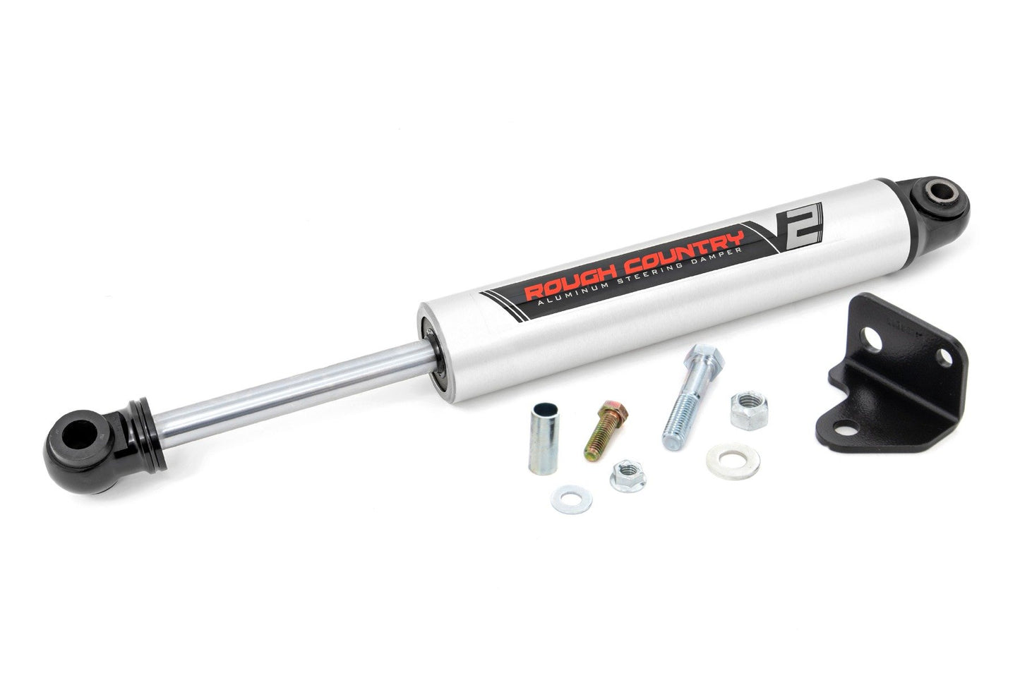 Rough Country V2 Steering Stabilizer | Relocation Bracket | Jeep Wrangler JK/Wrangler Unlimited (07-18)