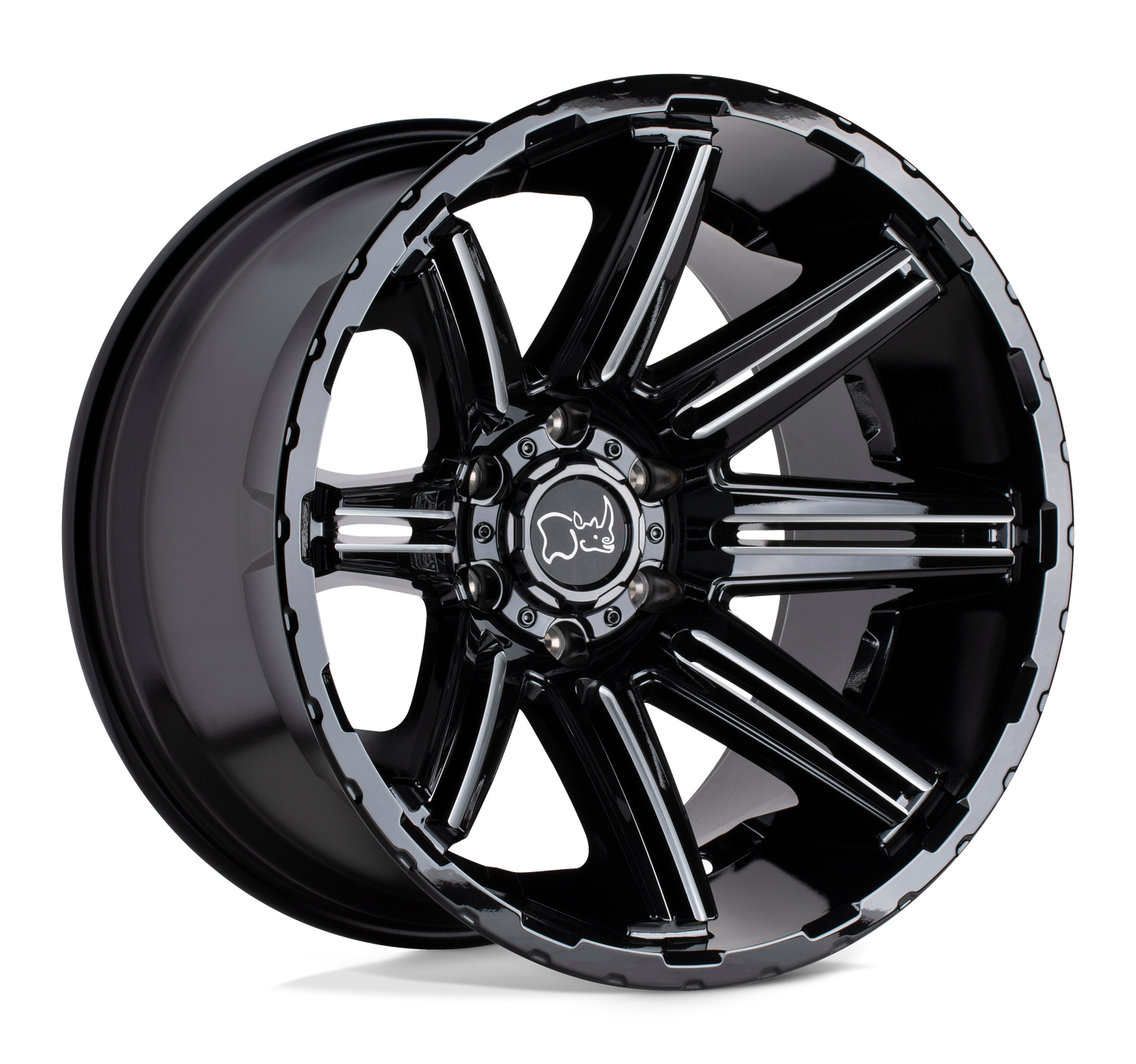 Black Rhino Hard Alloys RAMPAGE GLOSS BLACK W/ MIRROR CUT FACE & TRANSLUCENT CLEAR
