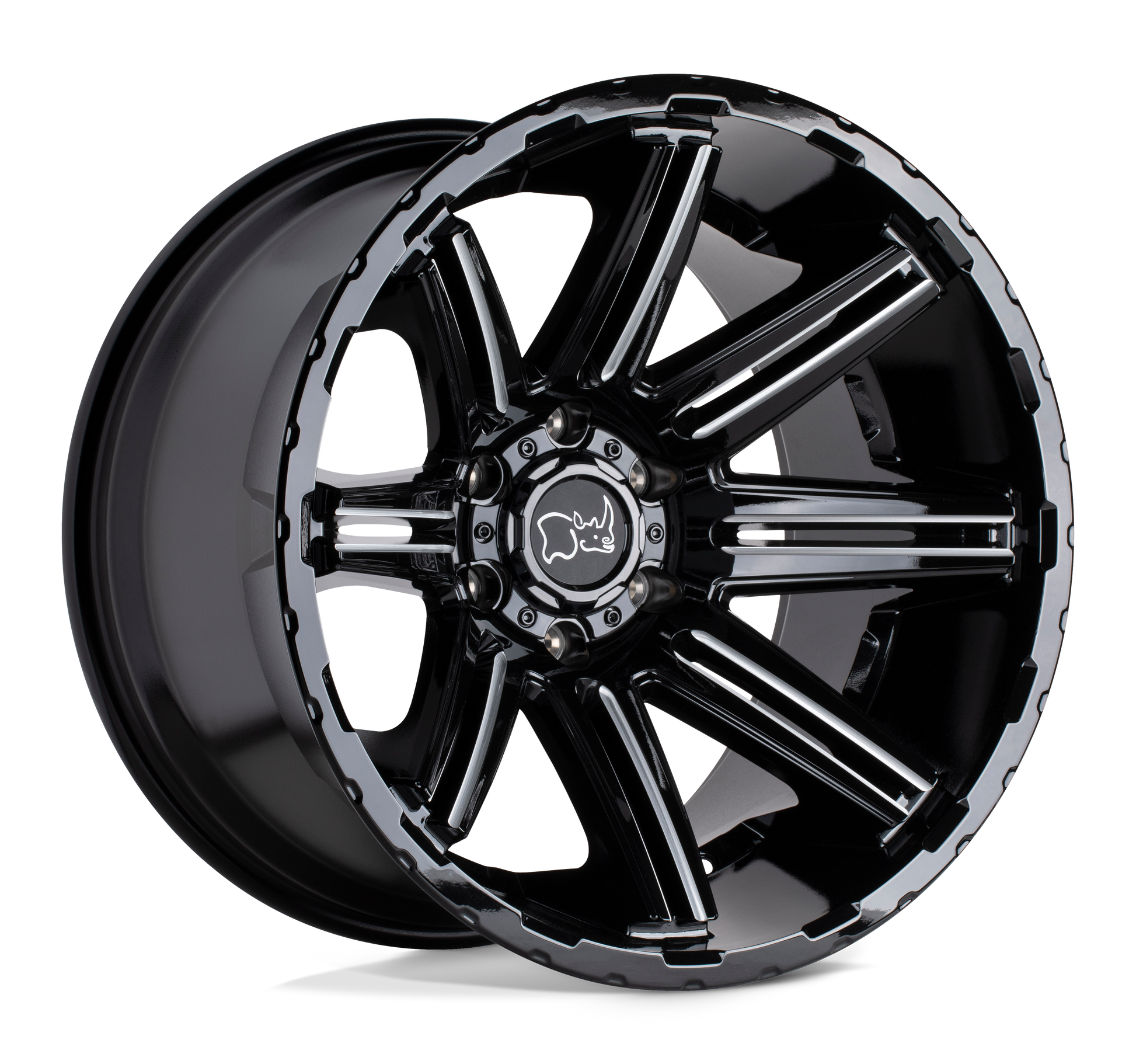 Black Rhino Hard Alloys RAMPAGE GLOSS BLACK W/ MIRROR CUT FACE & TRANSLUCENT CLEAR