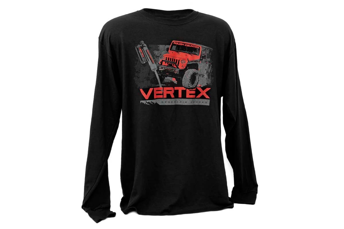 Rough Country Rough Country T-Shirt | Long Sleeve | Vertex | Black | SM