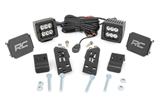 Rough Country LED Light Kit | "A" Pillar Mount | 2" Black Pair | Spot | Polaris RZR PRO XP