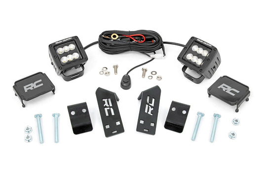 Rough Country LED Light Kit | "A" Pillar Mount | 2" Black Pair | Spot | Polaris RZR PRO XP