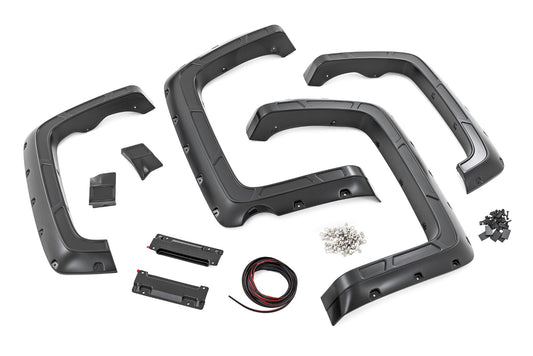 Rough Country Fender Flares | Defender | 5'9" Bed | GAZ Summit White | Chevy Silverado 1500 (14-18 & Classic)