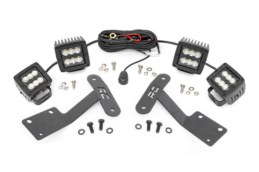 Rough Country LED Light Kit | Ditch Mount | Dual 2" Black Pairs | Spot/Flood | Toyota Tundra (14-21)