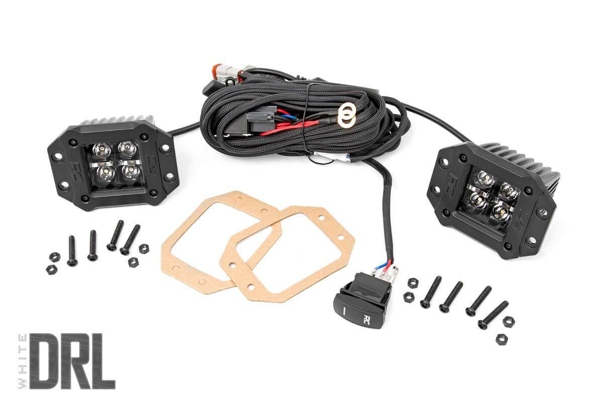 Rough Country 2 Inch Black Series LED Light Pods |  Flush Mount | Cool White DRL