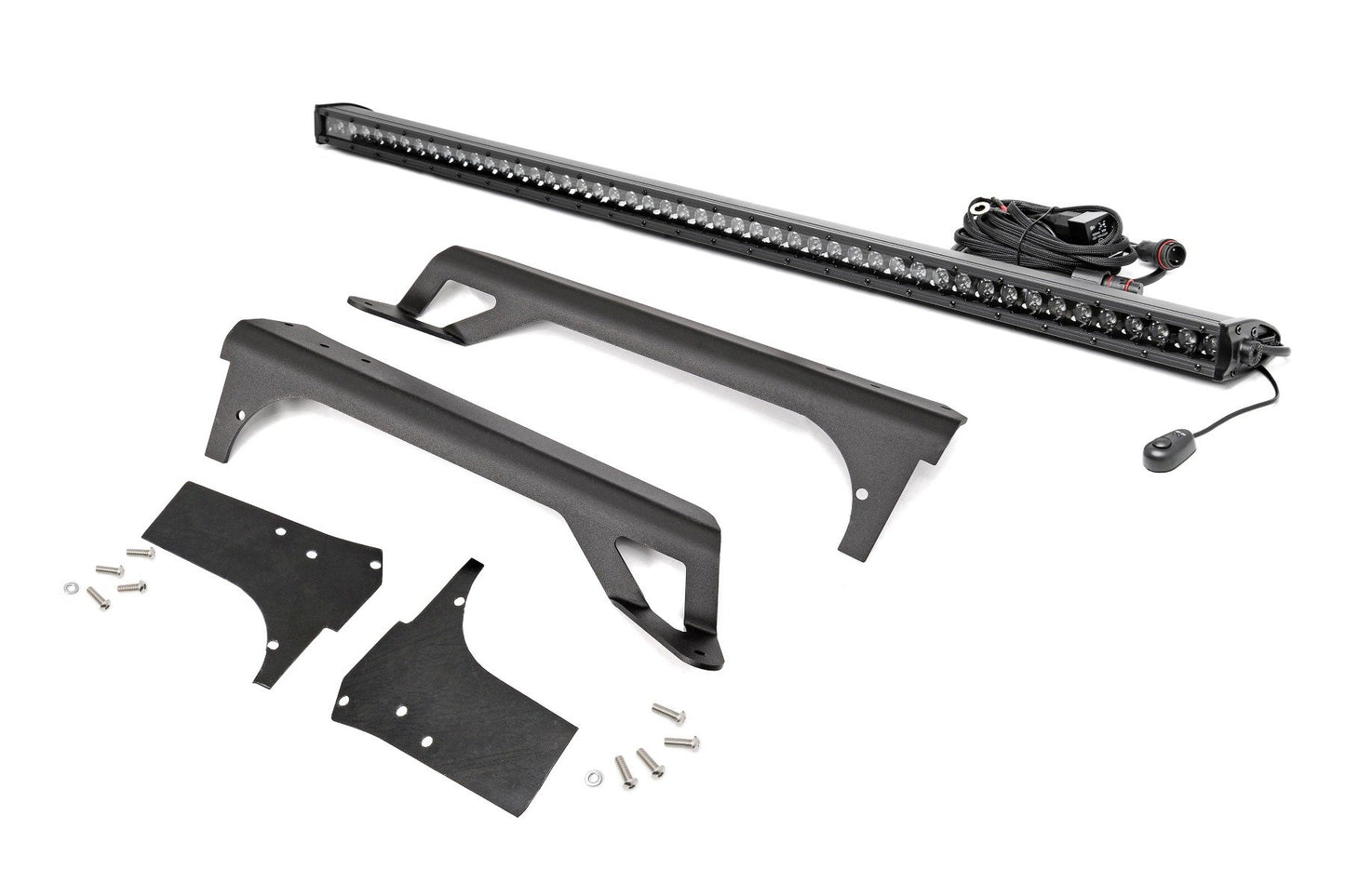 Rough Country LED Light | Windshield Mnt | 50" Black Single Row | White DRL | Jeep Wrangler TJ (97-06)