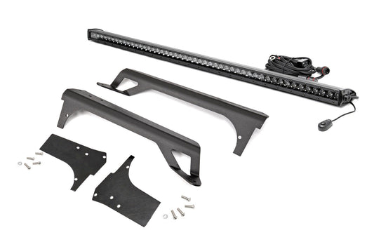 Rough Country LED Light | Windshield Mnt | 50" Black Single Row | White DRL | Jeep Wrangler TJ (97-06)